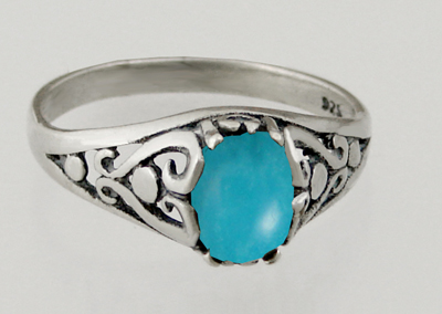 Sterling Silver Filigree Ring With Turquoise Size 9